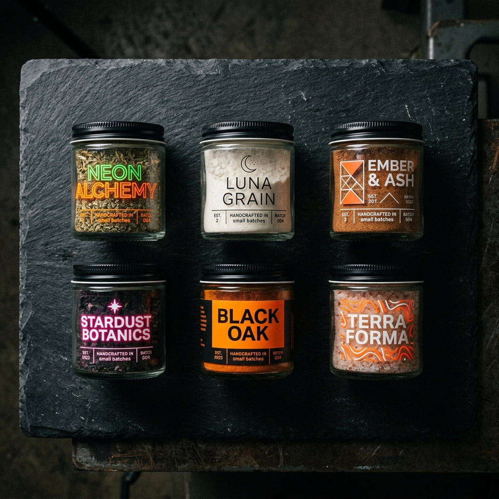 Branded jar collection flatlay